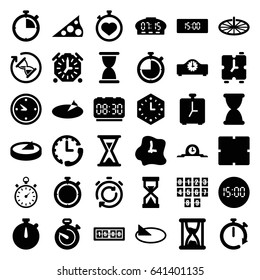 Minute icons set. set of 36 minute filled icons such as clock, stopwatch, hourglass, wall clock, sundial, digital clock