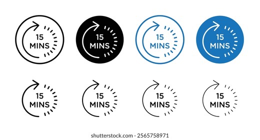 Minute timer icon Black and white outline vector