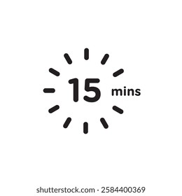 Minute timer icon black and white vector outline sign