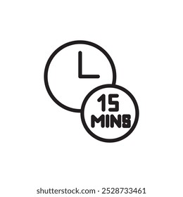 Minute timer icon Outline vector for web ui