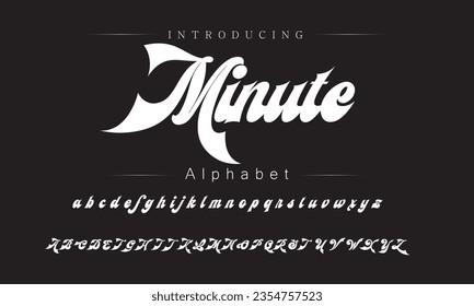 Minute Vintage Brush Script Modern Font. Retro Typeface. Vector Illustration.