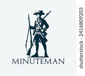 Minuteman soldier standing while holding a old riffle.