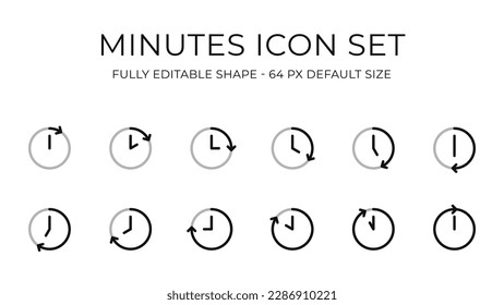 Minutes Count Simple Vector Icon Set