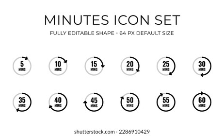Minutes Count Simple Vector Icon Set