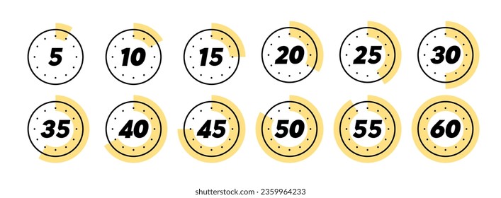 Minutes icon clock time set. Vector illustration
