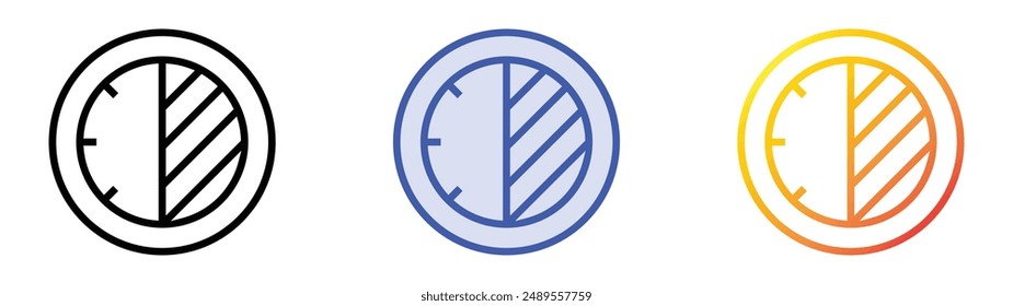 minutes icon. Linear, Blue Fill and Gradient Style Design Isolated On White Background