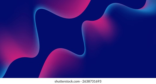 Miodern blue and purple liquid wavy shapes futuristic banner. Glowing retro waves abstract modern simple