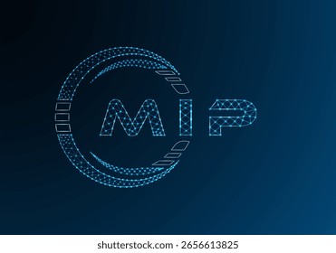 Diseño de Vector de logotipo de letra polivinílica baja MIP. Diseño de logotipo de poliéster inferior MIP. Logotipo de poliéster bajo.