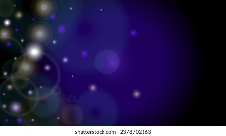 Miracle Abstract Defocused Bokeh Circles Background Design.  Christmas snowfall Vector Horizontal Illustration. Cosmic Print. Glitter confetti. Good for Banners, Posters, Covers, Flyers, Cards.