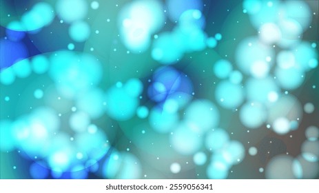 Miracle Abstract Defocused Bokeh Circles Background Design.  Christmas Snowfall Vector Horizontal Illustration.  Glitter confetti. Winter Snow Sky. New Year Magic Illustration. Falling Snowflakes