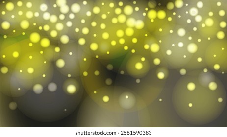 Miracle Abstract Defocused Bokeh Circles Background Design.  Christmas snowfall Vector Horizontal Illustration. Cosmic Universe Print. Glitter confetti. Good for Banners, Posters, Covers, Flyers.