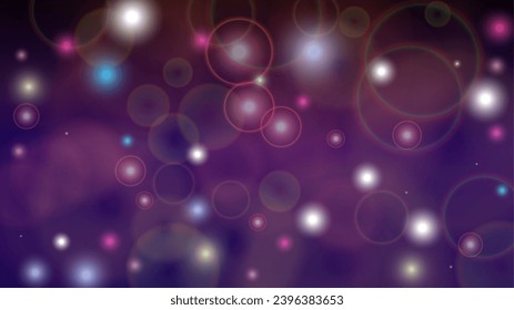 Miracle Abstract Defocused Light Spot Background Design. Christmas snowfall Vector Horizontal Illustration. Cosmic Print. Glitter confetti. Good for Banners, Posters, Covers, Flyers, Cards.