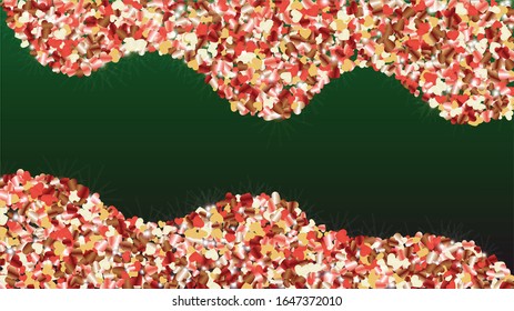 Miracle Background with Confetti of Glitter Particles. St. Valentine Day. Party pattern. Light Spots. Explosion of Confetti. Glitter Vector Illustration. Design for Advertisement.