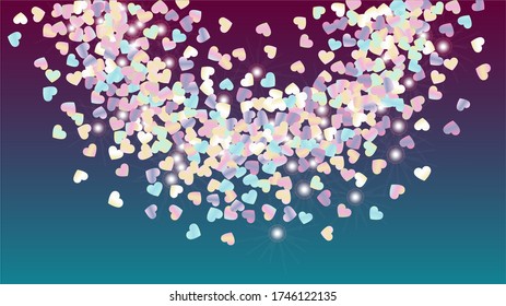 Miracle Background with Confetti of Glitter Particles. St. Valentine Day. Holiday pattern. Light Spots. Explosion of Confetti. Glitter Vector Illustration. Design for Flyer.
