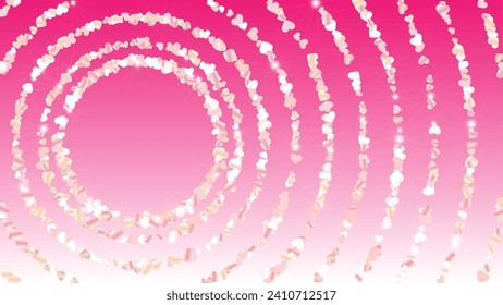 Fondo milagroso con confetti de partículas brillantes. Día de San Valentín. Patrón de aniversario. Puntos de luz. Explosión de Confetti. Ilustración del vector de brillo. Diseño para publicidad.