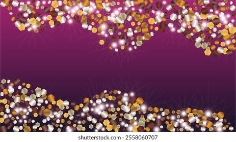 Miracle Background with Confetti of Glitter Particles. Sparkle Lights Texture. Anniversary pattern. Light Spots. Star Dust. Explosion of Confetti. Design for Flyer.