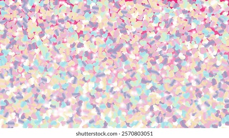 Miracle Background with Confetti of Glitter Particles. St. Valentine Day. Disco pattern. Light Spots. Explosion of Confetti. Glitter Vector Illustration. Design for Flyer.