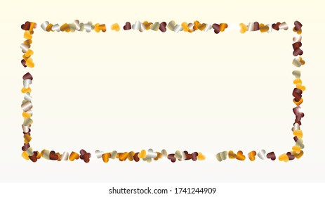 Miracle Background with Confetti of Hearts Glitter Particles. St. Valentine Day. Party pattern. Light Spots. Explosion of Confetti. Glitter Vector Illustration. Design for Print.