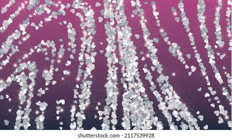 Miracle Background with Confetti of Hearts Glitter Particles. St. Valentine Day. New Year pattern. Light Spots. Explosion of Confetti. Glitter Vector Illustration. Design for Advertisement.