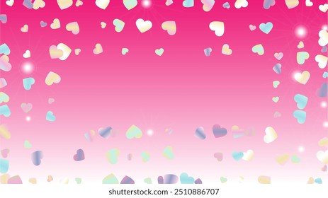 Miracle Background with Confetti of Hearts Glitter Particles. St. Valentine Day. Christmas pattern. Light Spots. Explosion of Confetti. Glitter Vector Illustration. Design for Advertisement.