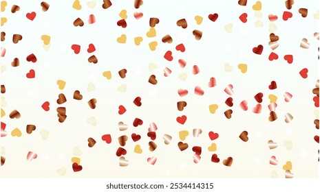 Miracle Background with Confetti of Hearts Glitter Particles. St. Valentine Day. Party pattern. Light Spots. Explosion of Confetti. Glitter Vector Illustration. Design for Card.