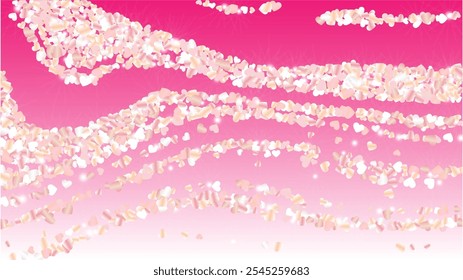 Miracle Background with Confetti of Hearts Glitter Particles. St. Valentine Day. Birthday pattern. Light Spots. Explosion of Confetti. Glitter Vector Illustration. Design for Poster.