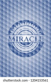 Miracle blue polygonal badge.