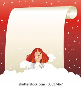 Miracle expectation. Angel and Christmas. (vector illustration)