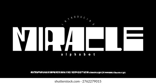 Miracle font is A bold brutalist font. Heavy geometric display with creative negative space for techno posters and modern branding.