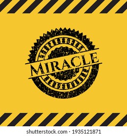 Miracle inside warning sign, black grunge emblem. Vector Illustration. Detailed. 