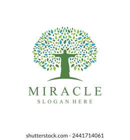 Miracle logo, tree logo with people concept