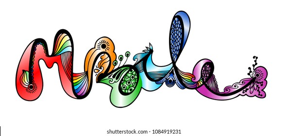 Miracle. Natural Hand drawn Typography with colorful batik elements.
