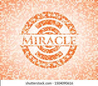 Miracle orange mosaic emblem. Vector Illustration. Detailed.