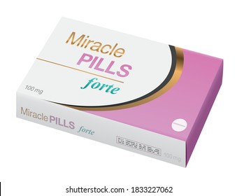 Miracle pills - fake medicine packet, a medical panacea product to promise magically cure, assured health or other wonders concerning healing issues.
