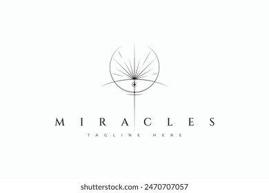 Miracle Sacred Geometric Logo Abstract Illustration of Light Eclipse for Fashion Brand Identity