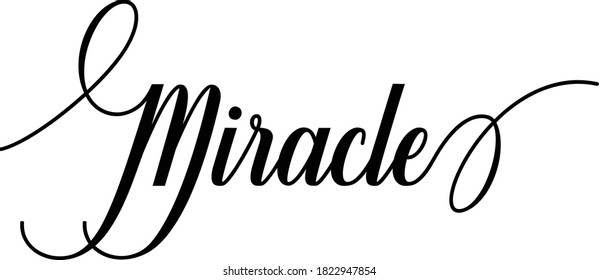 Miracle Script Cursive Calligraphy Typography Black Stock Vector ...