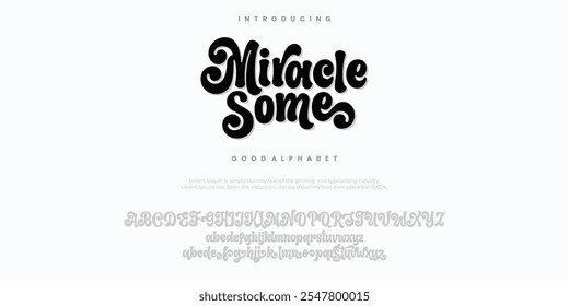 Miracle some Abstract Fashion font alphabet. Minimal modern urban fonts for logo, brand etc. Typography typeface uppercase lowercase and number. vector illustration