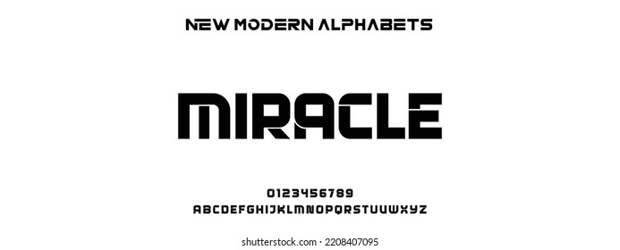 MIRACLE Sports minimal tech font letter set. Luxury vector typeface for company. Modern gaming fonts logo design.