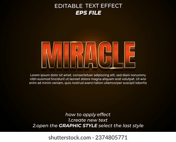 miracle text effect ,typeface font effect, modern, vector template