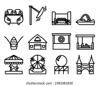 Conjunto de iconos de Miracleland. Diseño de contorno negrita editable. Ilustración vectorial.