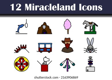 Miracleland Icon Set. Editable Bold Outline With Color Fill Design. Vector Illustration.
