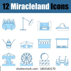 Miracleland Icon Set. Thin Line With Blue Fill Design. Vector Illustration.