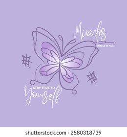 Miracles unfold in time typography motivational quotes modern design slogan. Vector illustration graphics print t shirt, apparel, background, poster, banner, postcard.