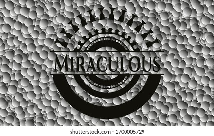 Insignia oscura milagrosa con fondo de burbujas. Ilustración vectorial. Detallado.