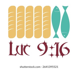 The miraculous feeding of Jesus Christ, the multiplication of the loaves and fishes; a picture of God's provision and mercy. The Gospel story. Based on the Holy Scriptures. Vector illustrations EPS10