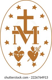 Miraculous medal sacred heart of Jesus and immaculate heart of Mary