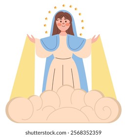 miraculous virgin mary cartoon isolated icon