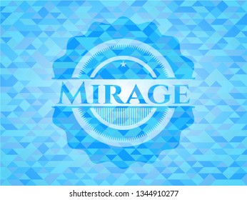 Mirage realistic light blue emblem. Mosaic background