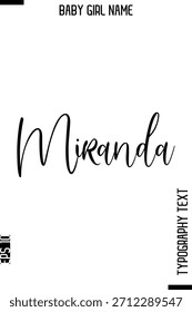 Miranda   -Girl Name Cursive Hand Lettering Typography Vector Template