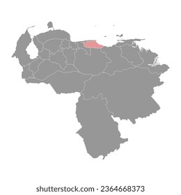 Miranda state map, administrative division of Venezuela.